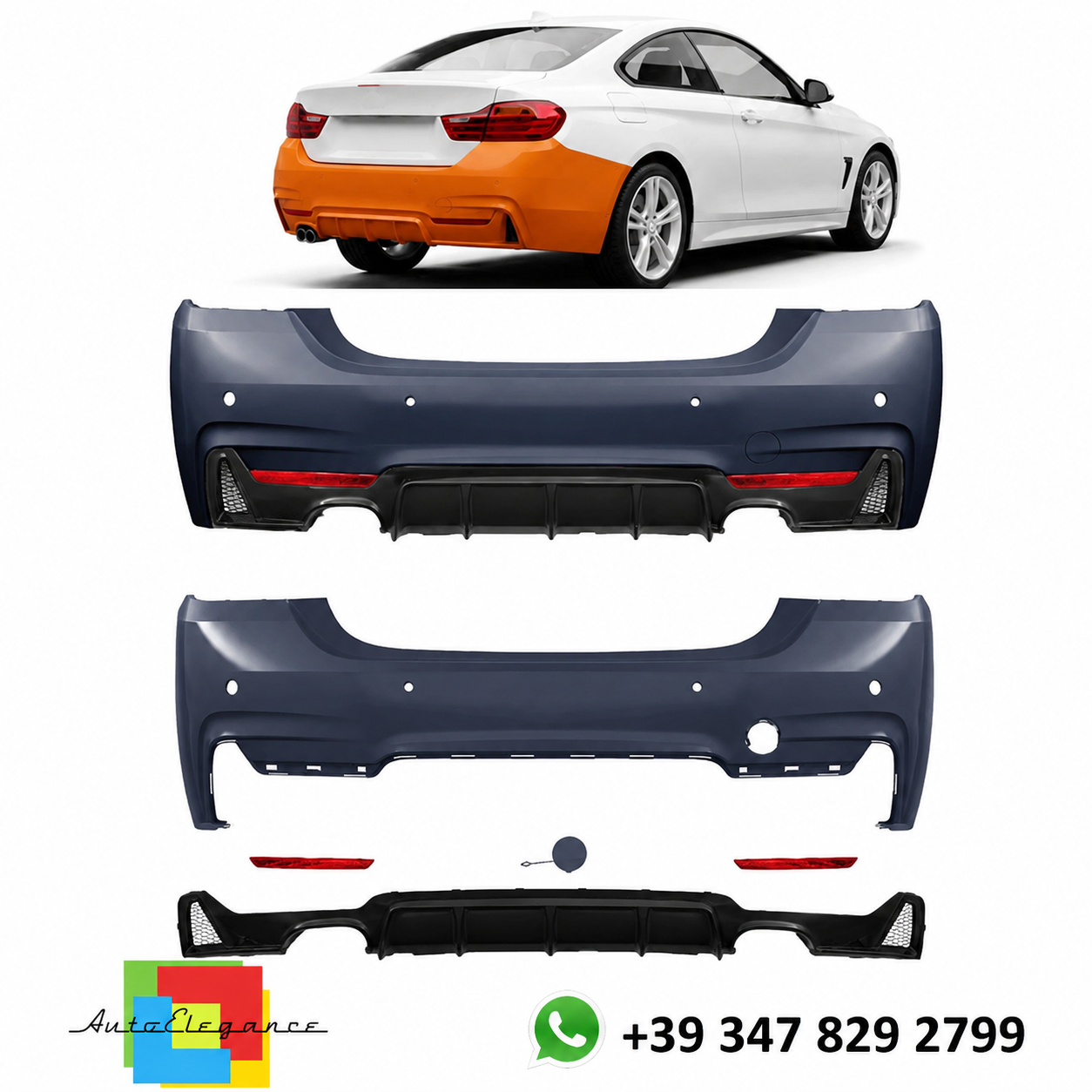 👉Paraurti posteriore con diffusore adatto per BMW Serie 4 F32 F33 2013-2020👈