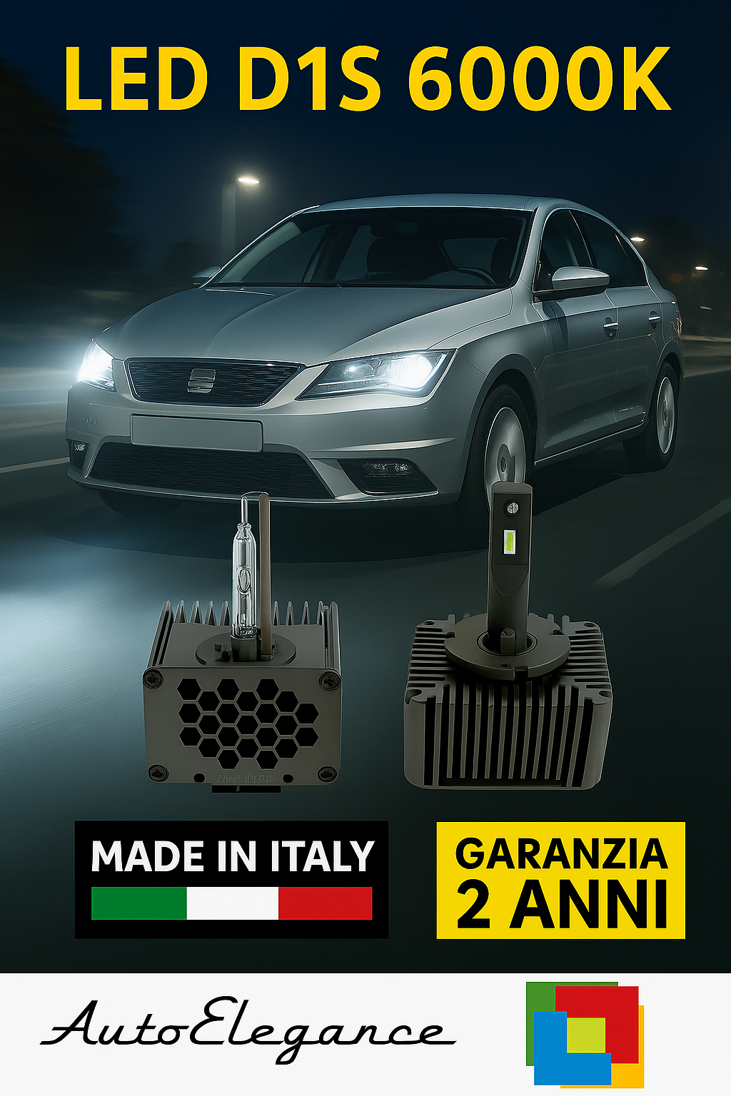 ❤️ KIT LED D1S 6000K BIANCO GHIACCIO ANABBAGLIANTI PER  SEAT TOLEDO ❤️