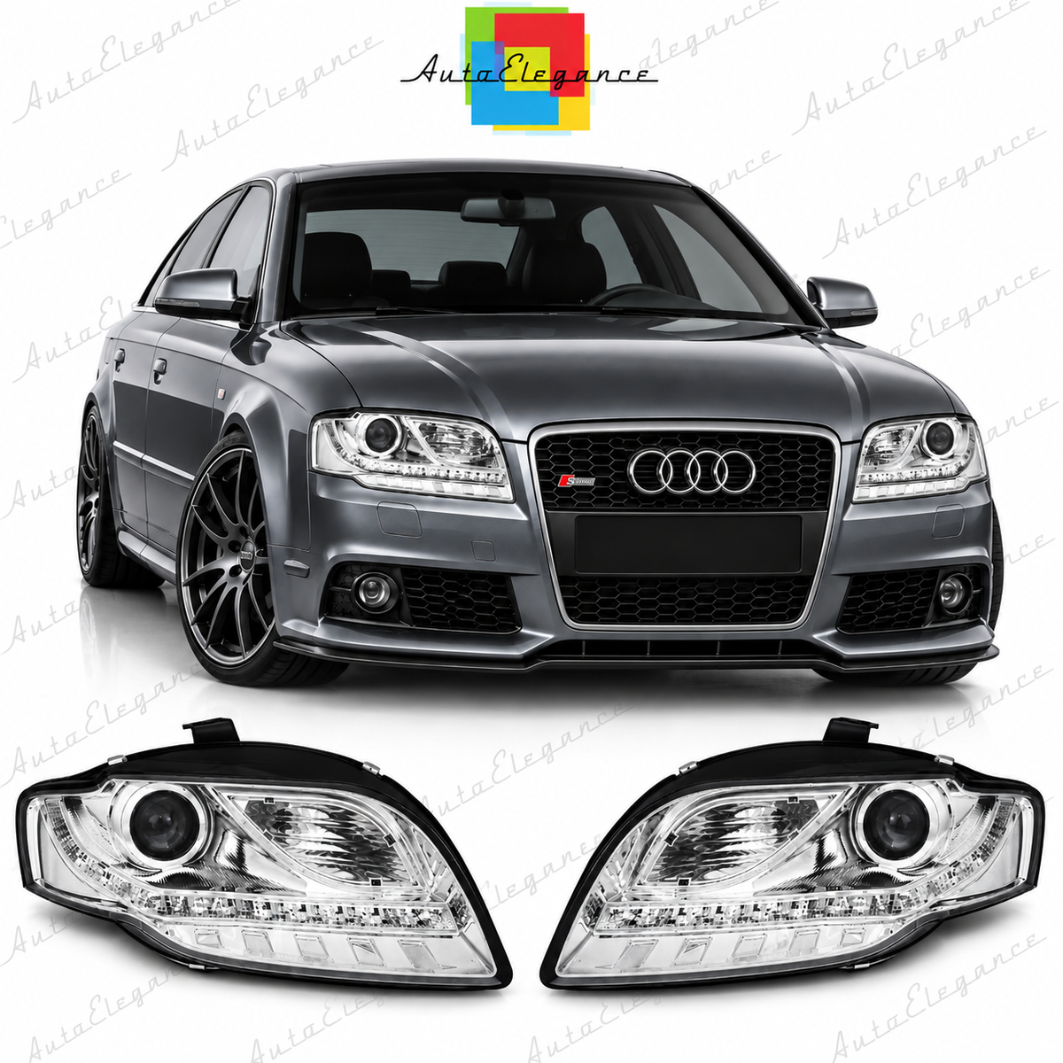 ART.10654 FARI ANTERIORI ADATTO  PER AUDI A4 B7 11.04-03.08
