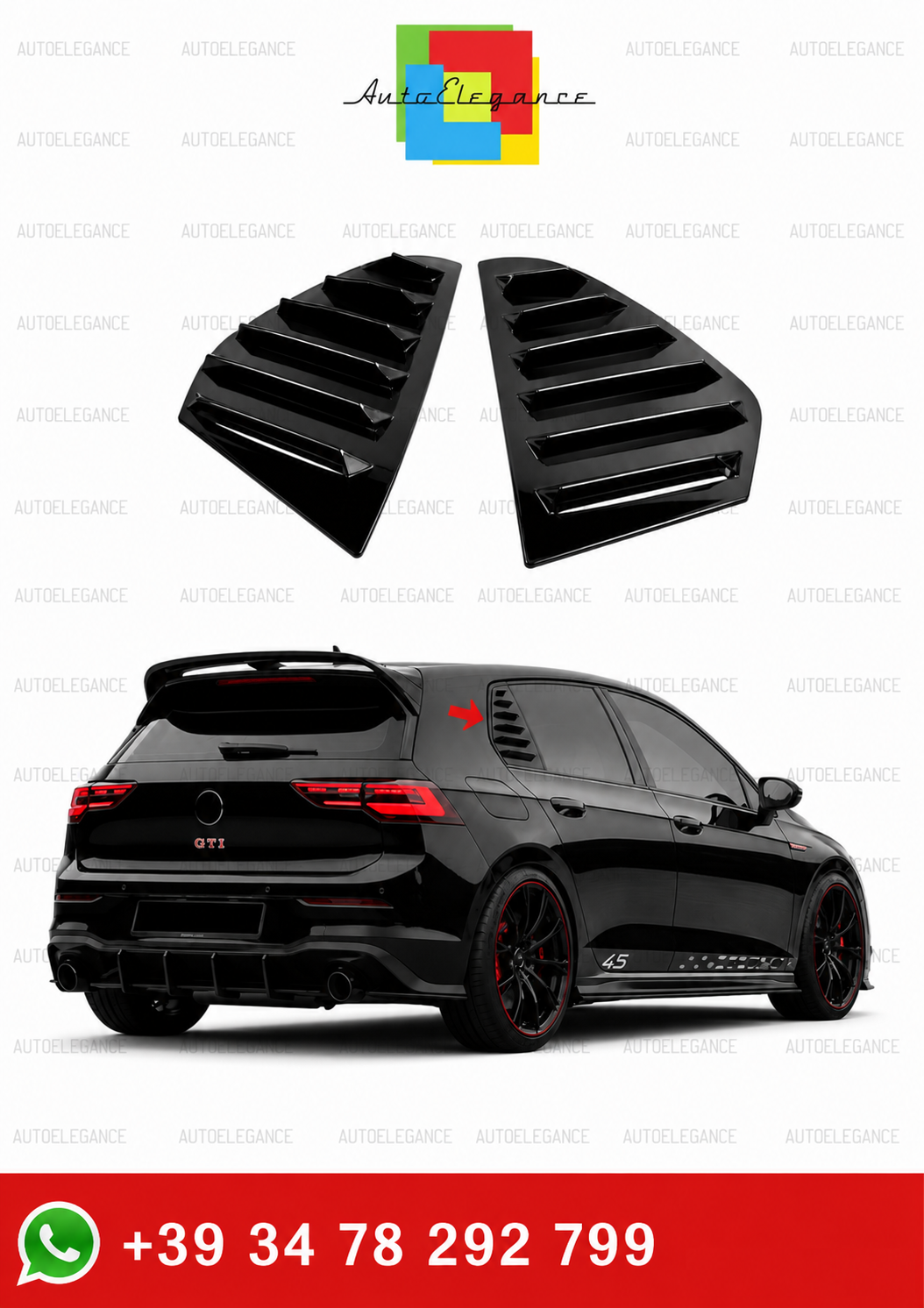 💫Griglia Lunotto Nero Lucido Per VW Golf 8 GTI R R-Line 20-24💫