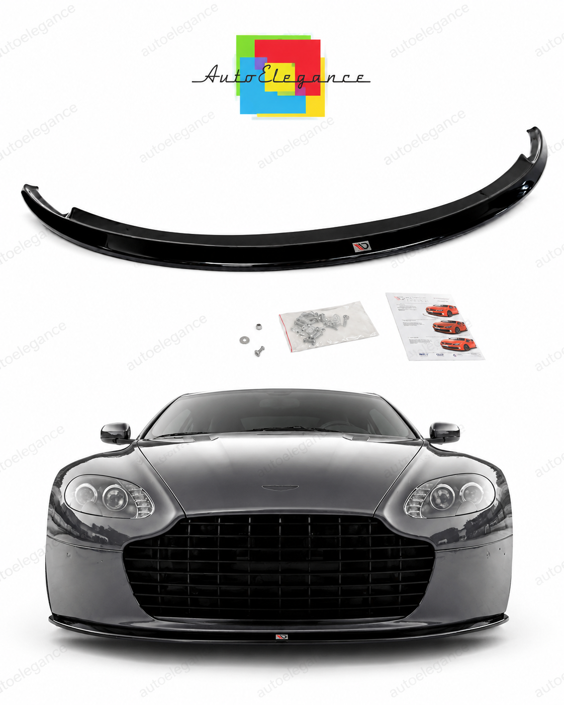 💕 Splitter adatto per  Aston Martin V8 Vantage nero lucido 💕