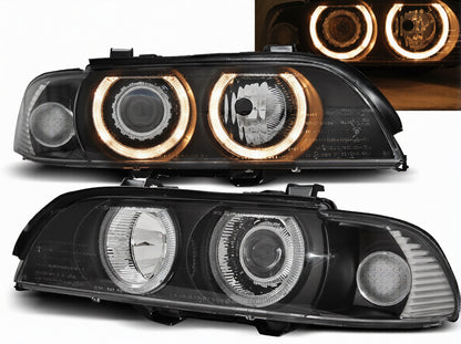 💕ART.7422 FARI ANTERIORI "XENON" ANGEL EYES NERI ADATTO PER BMW E39 09.95-06.💕