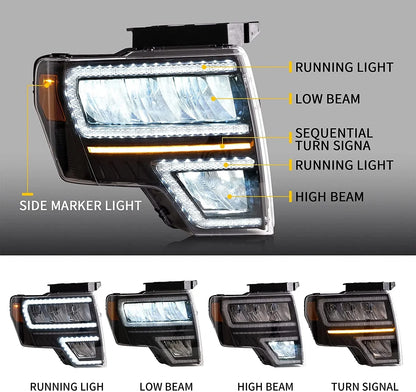 LED Headlights and Taillights Fit for Ford F150 2009-2014 