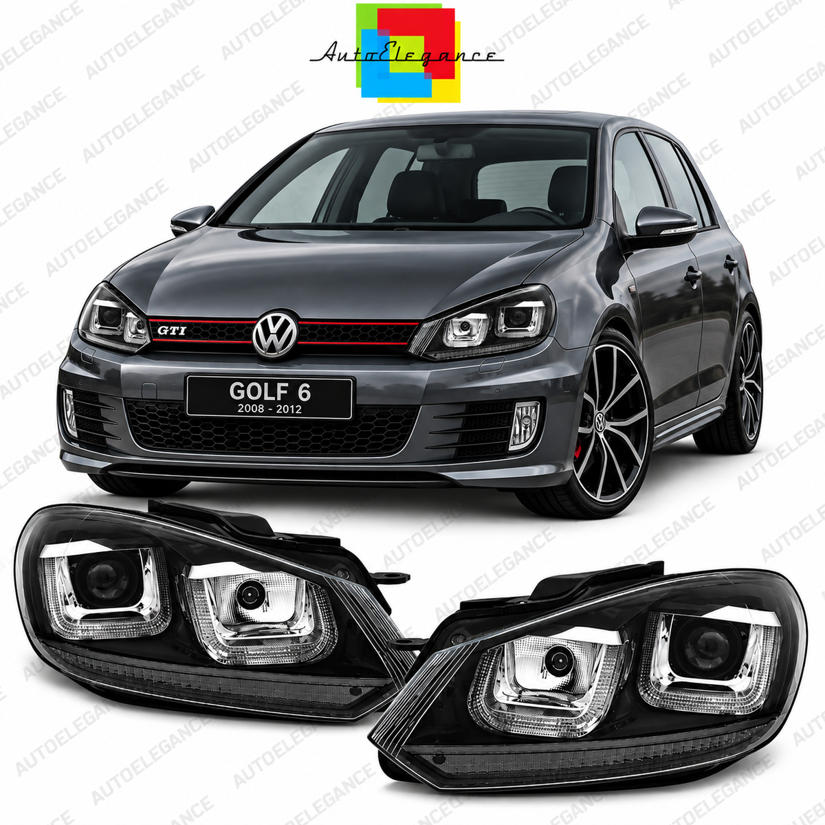 ART.5889  FARI  ANTERIORI ADATTO  PER VW GOLF 6 08-12 NERO