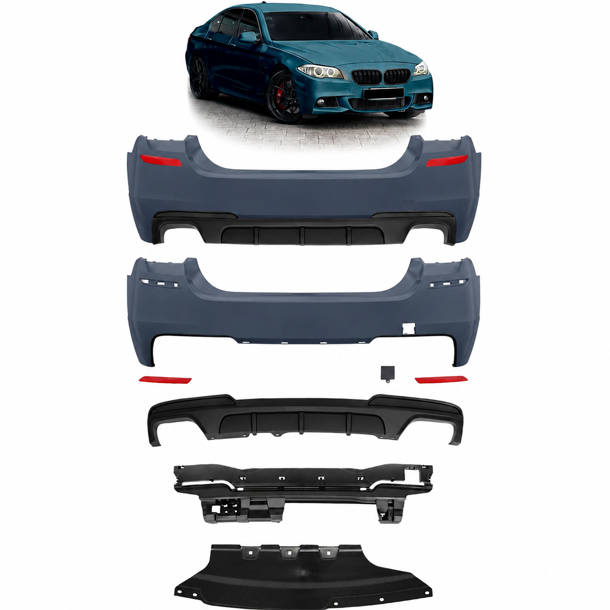 👉Paraurti posteriore M-Tech con diffusore PDC adatto per BMW Serie5 F10 10-17👈