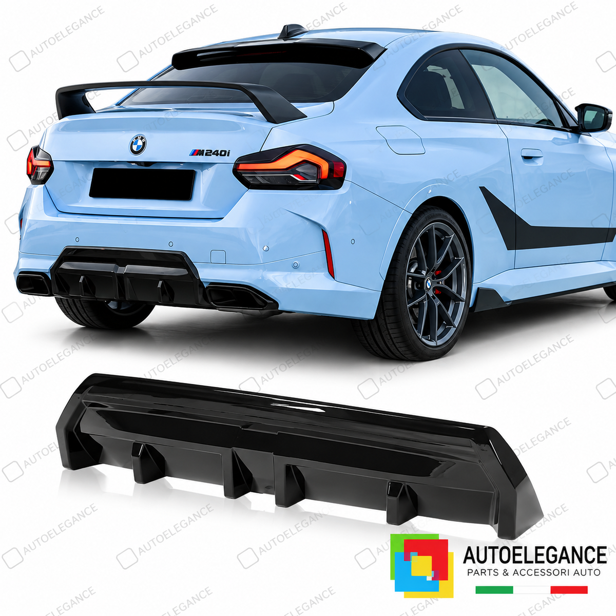 DIFFUSORE ADATTO PER BMW G42 21-23 LOOK M PERFORMANCE NERO LUCIDO