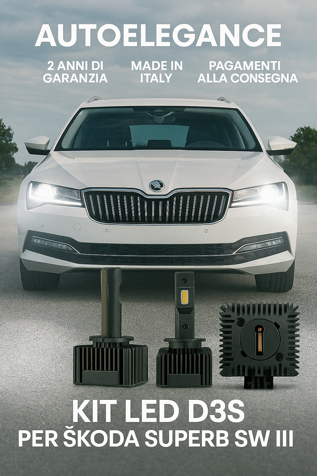 ⭐KIT XENON D3S 6000K ANABBAGLIANTI PER SKODA SUPERB SW II – LUCE BIANCA POTENTE⭐