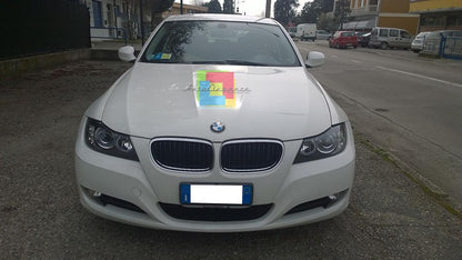 Coppia fari adatti per bmw e90 e91 angel eyes led bianchi con freccia led