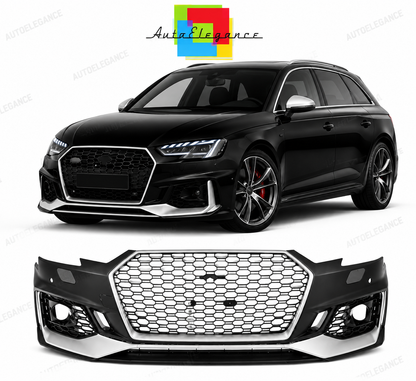 💕PARAURTI ANTERIORE AUDI A4 B9 15-19 RS4 PDC ARGENTO-NERO💕