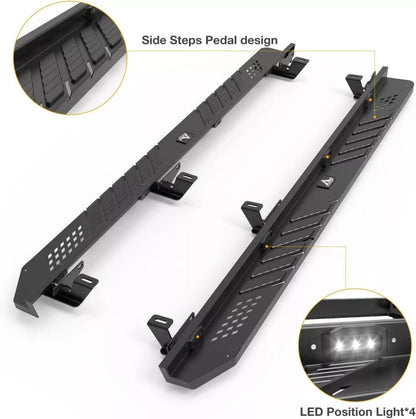 ART.3195 Pedane laterali in acciaio con LED JEEP WRANGLER 07-17