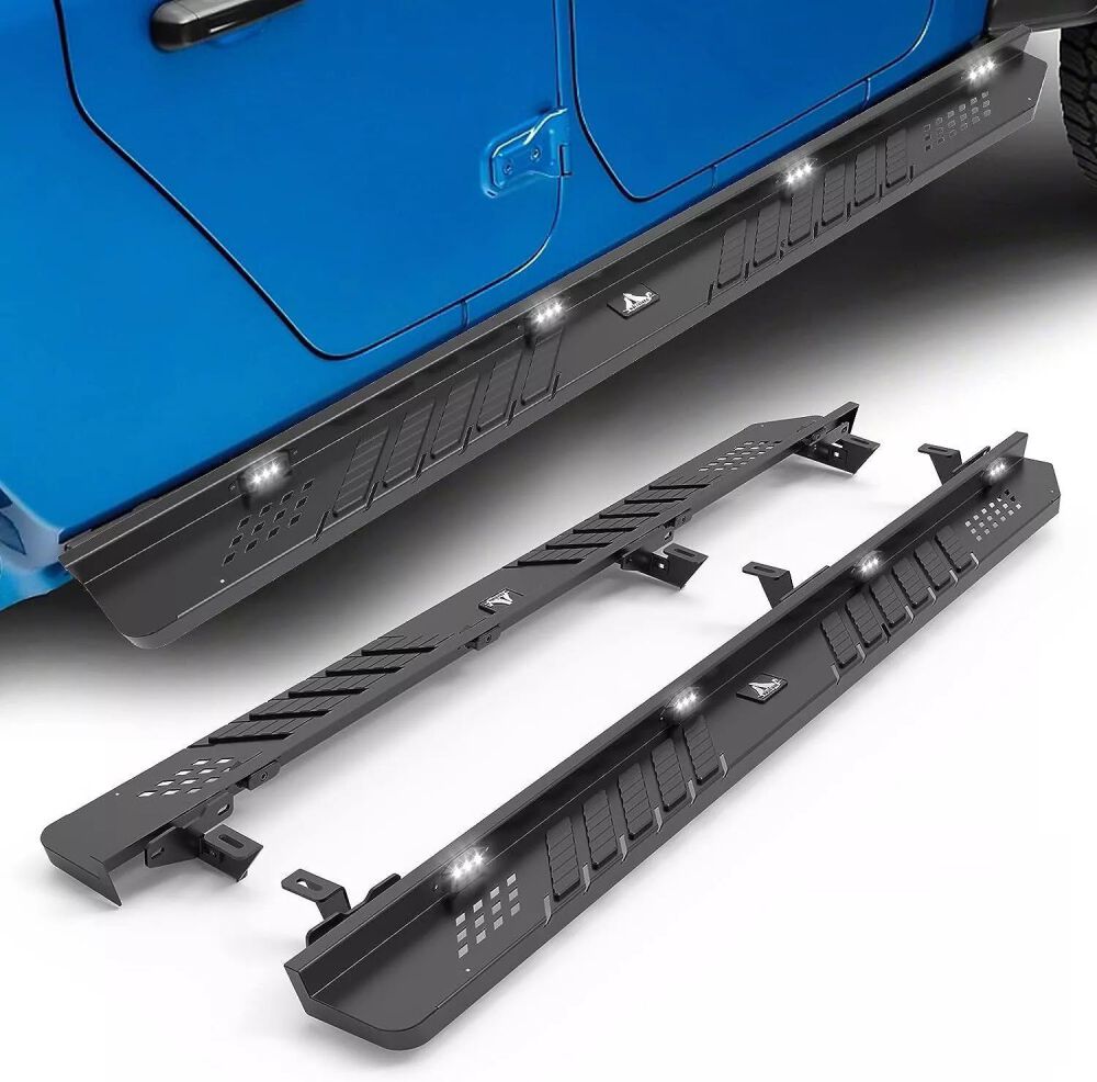 ART.3195 Pedane laterali in acciaio con LED JEEP WRANGLER 07-17