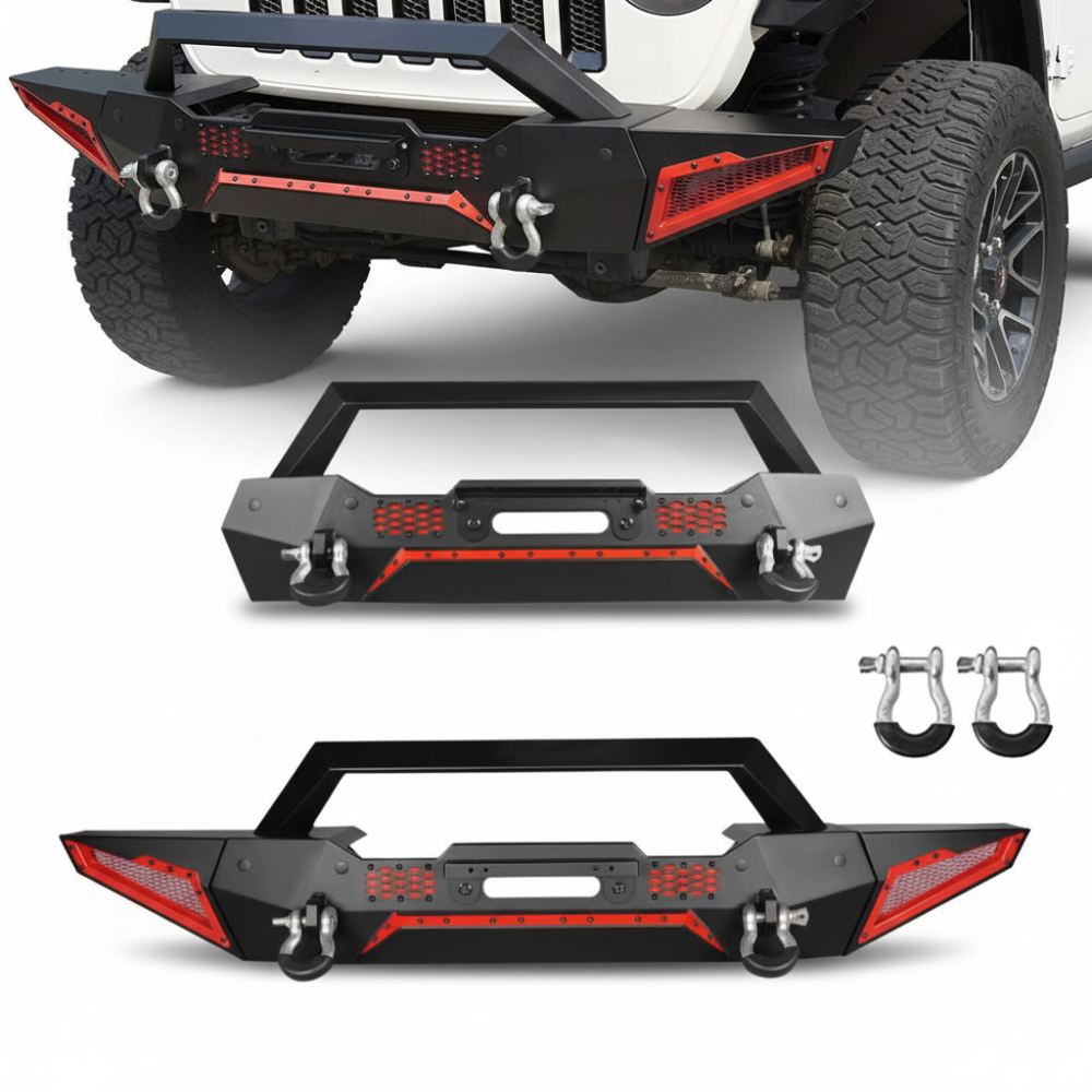 ART.3177 Paraurti anteriore Rings,Bull Bar e piastra verricello JEEP WRANGEL