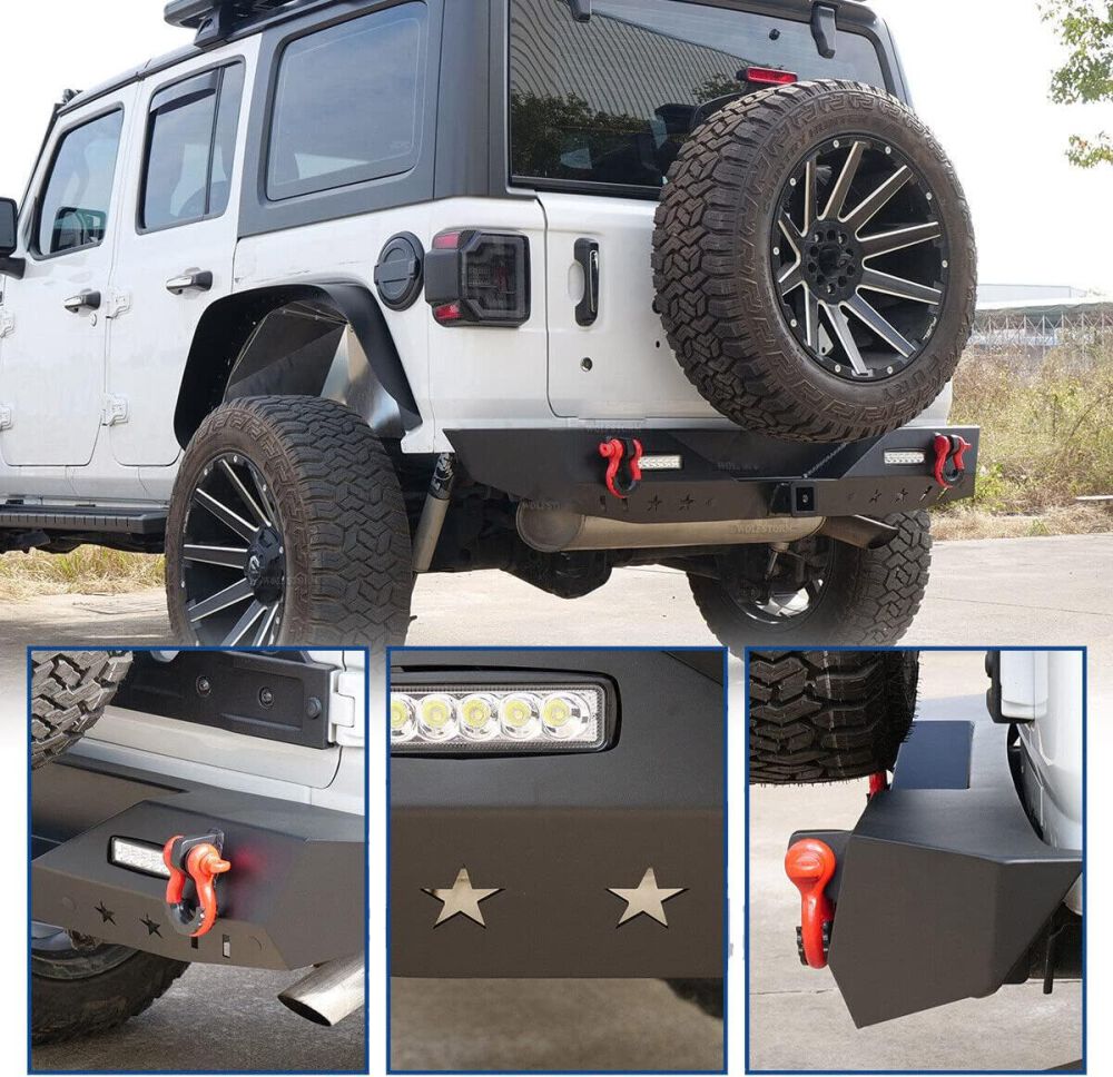 ART.3173  Paraurti posteriore +Rings & LED JEEP WRANGLER 18-24