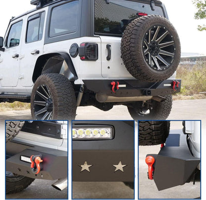 ART.3173  Paraurti posteriore +Rings & LED JEEP WRANGLER 18-24