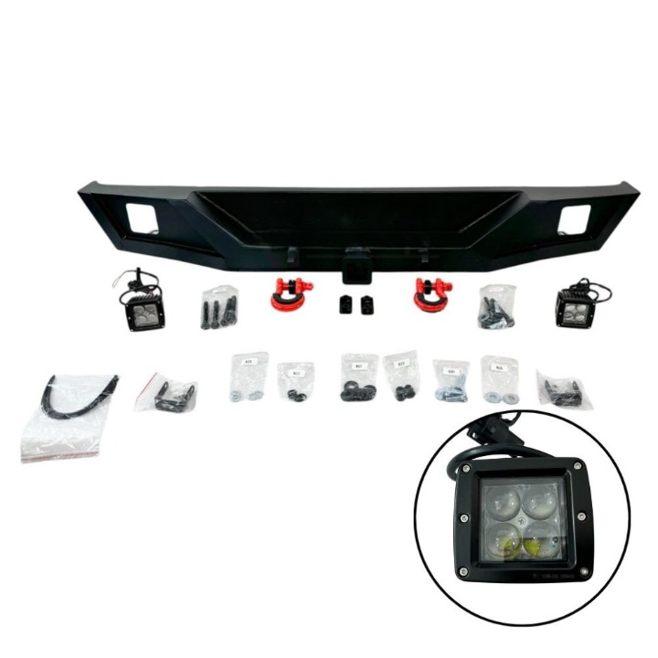 ART.3174  Paraurti posteriore+Rings & LED JEEP WRANGLER 18-24