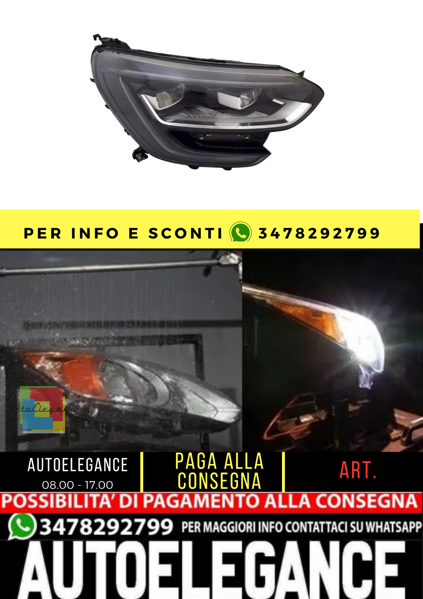 🔥Faro destro per Renault Megane 4 2015-2020 faro principale + motore🔥