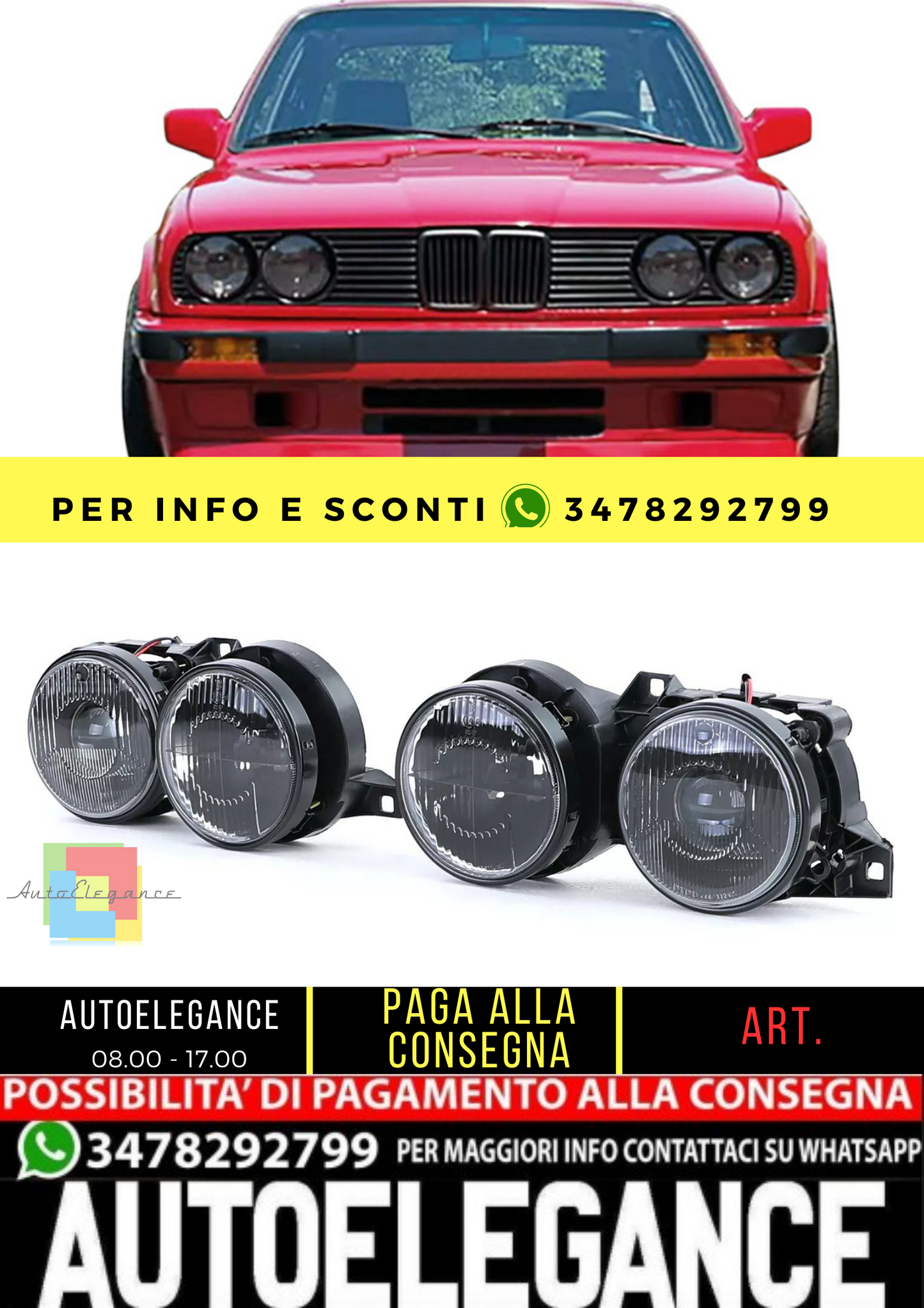 🔥Coppia fari H1 H1 neri adatti per BMW Serie 3 E30 87-93🔥