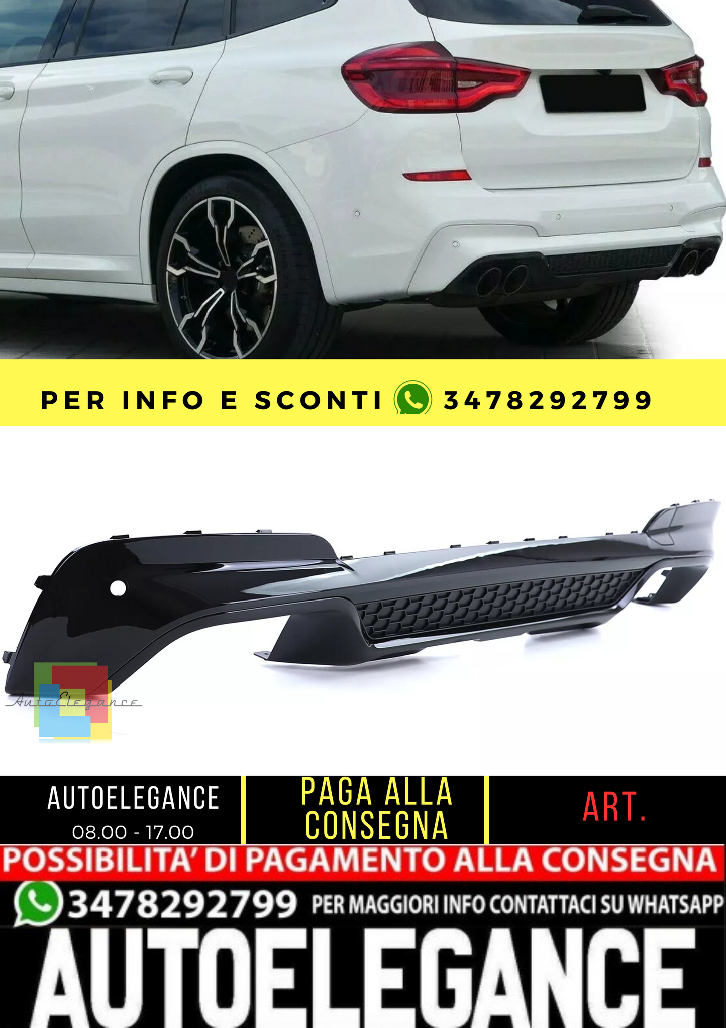 🔥Diffusore posteriore sportivo con terminali di scarico neri adatto per BMWX3G0