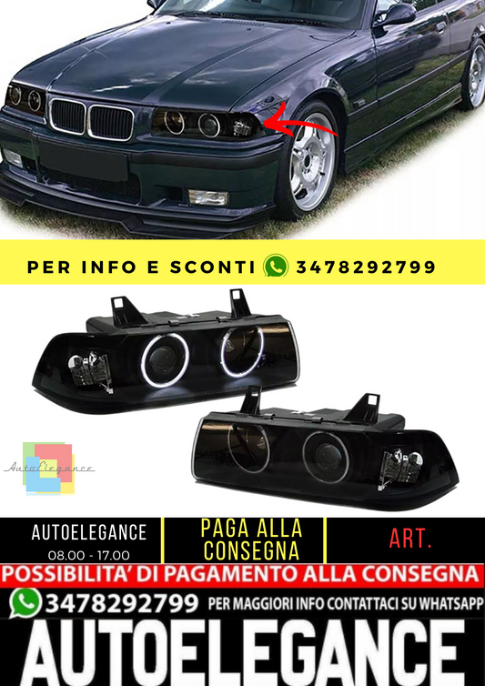 🔥Black CCFL Angel Eyes Headlights for BMW 3 SERIES E36 Coupe Convertible🔥