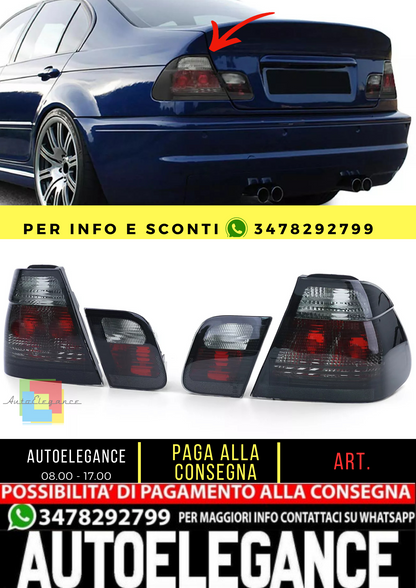 🔥 Fanali posteriori con vetro trasparente fumé nero adatti per BMWE46 98-01🔥