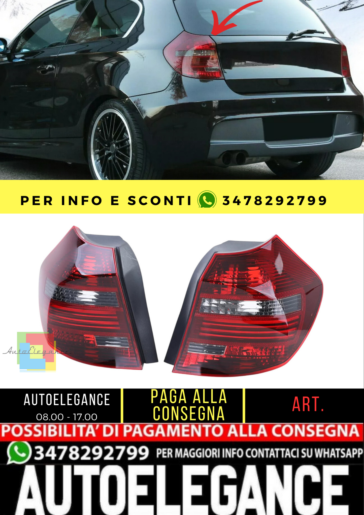 🔥 Coppia fanali posteriori a LED neri fumo adatti per BMW E81 E87 07-12🔥