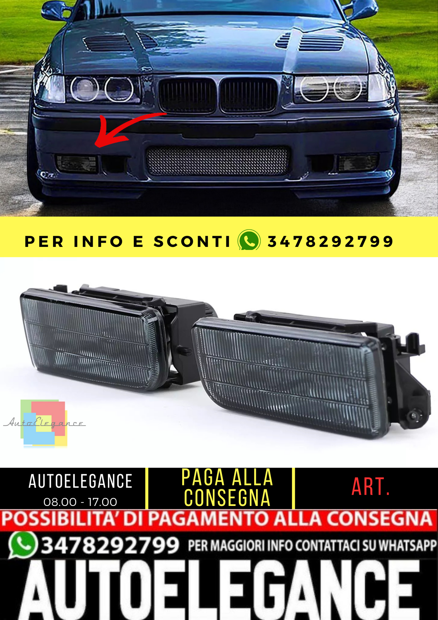 🔥Fari fendinebbia neri fumé scanalati adatti per BMW3 serie E36 90-99 anche M3🔥