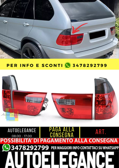 🔥Fanali posteriori con vetro trasparente rosso fumo nero per BMW X5 E53 99-03🔥