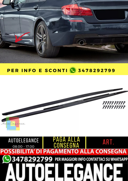 🔥 Minigonne laterali attaccate nere lucide per BMW Serie 5 F10 F11 2010-2017🔥