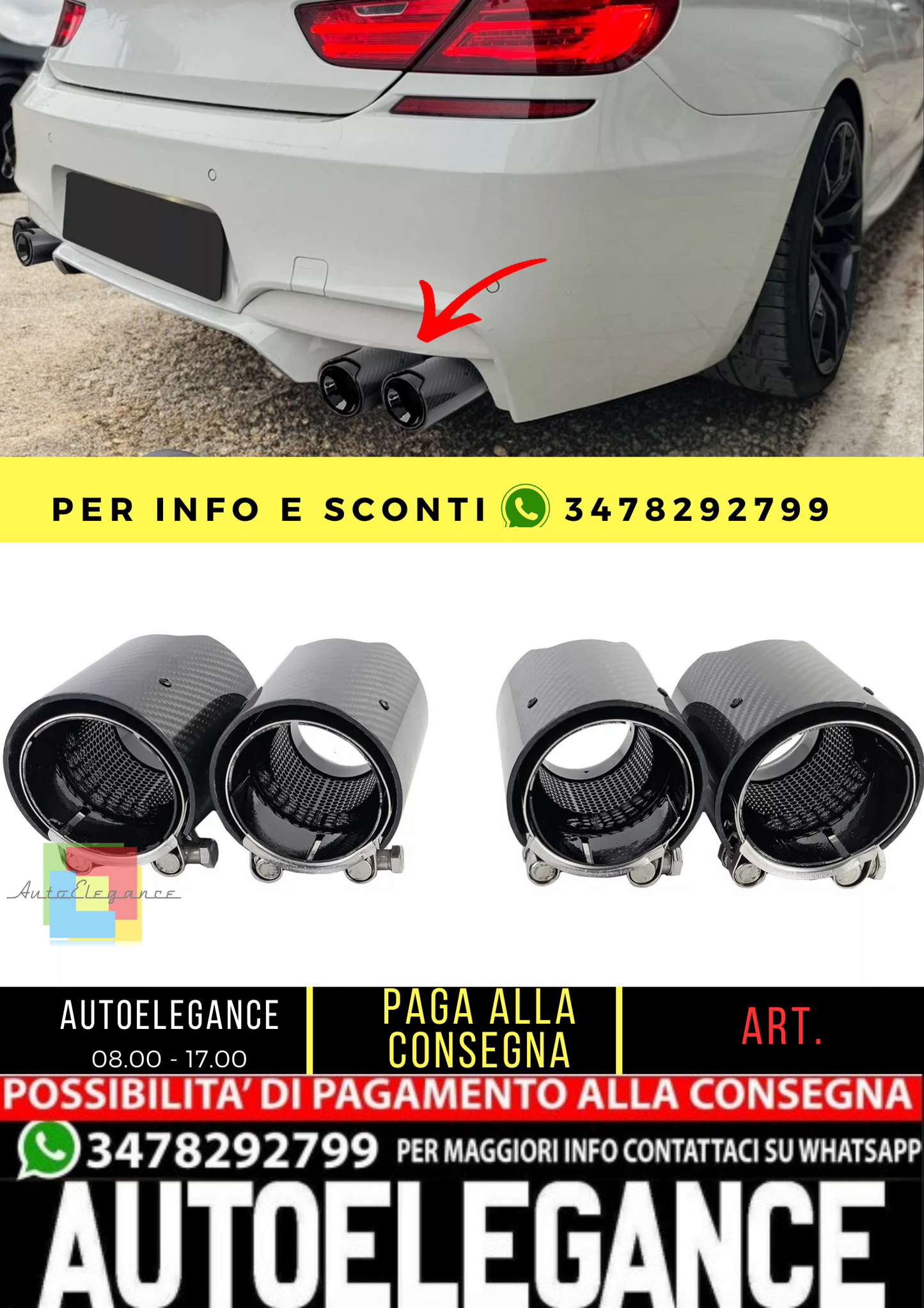 🔥4x terminali di scarico in carbonio per BMW M5 F10 M6 F12 F13 F06🔥