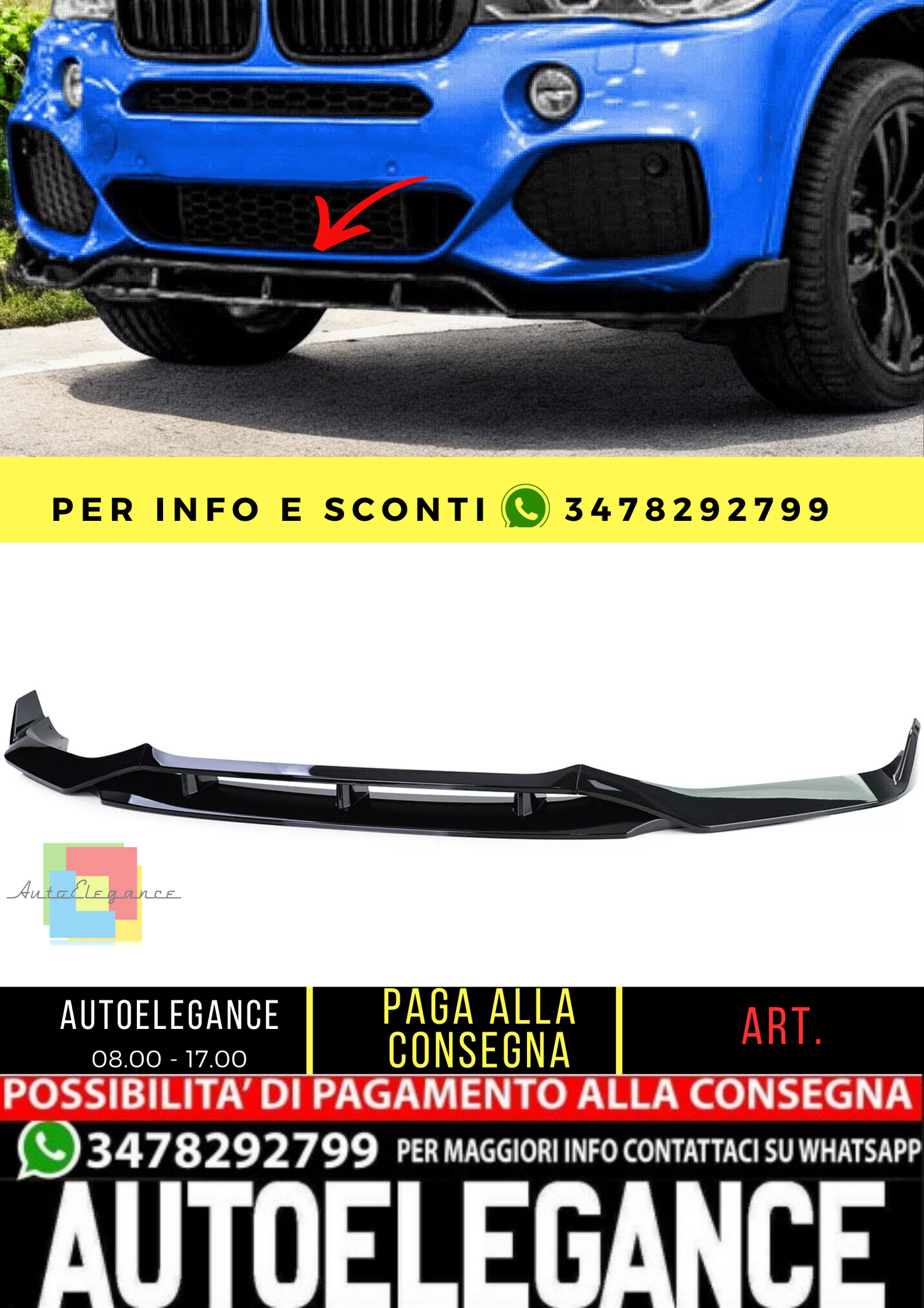 🔥Prestazioni per spoiler anteriore nero lucido, adatte per BMW X5 F15 13-18🔥