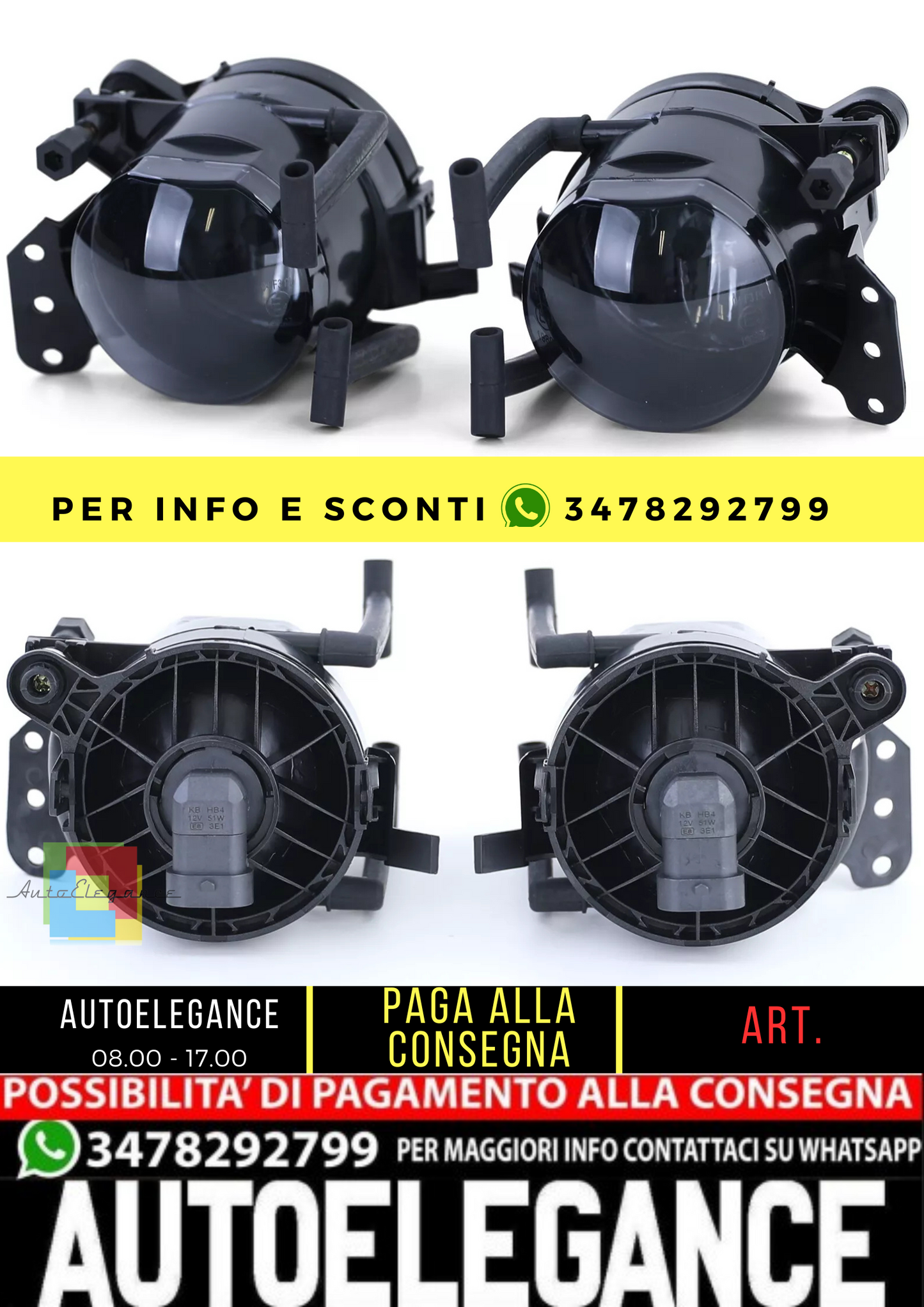 🔥Fendinebbia con vetro trasparente HB4Smoke Black per BMWSeria3 E90 E91 dal 05🔥