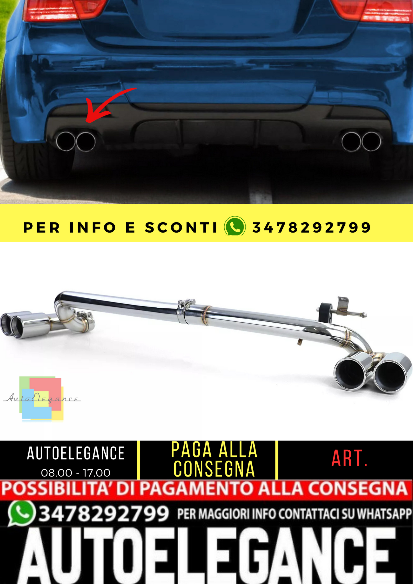 🔥Kit conversione tubo di scarico duplex a 4 tubi per BMWE90 E91 323 325 328 330🔥