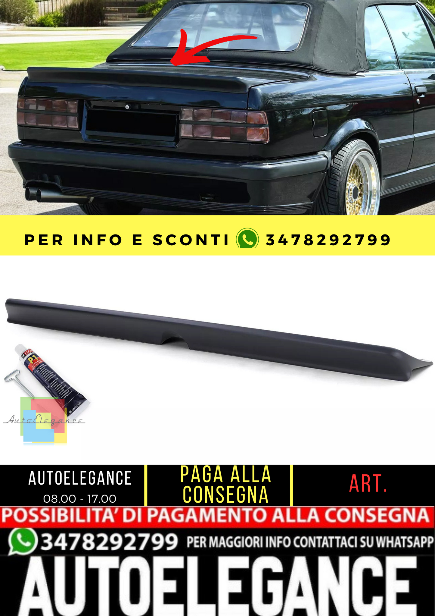 🔥Spoiler posteriore Sport 1 con ABE per BMW E30 Limo Convertible 82-93🔥