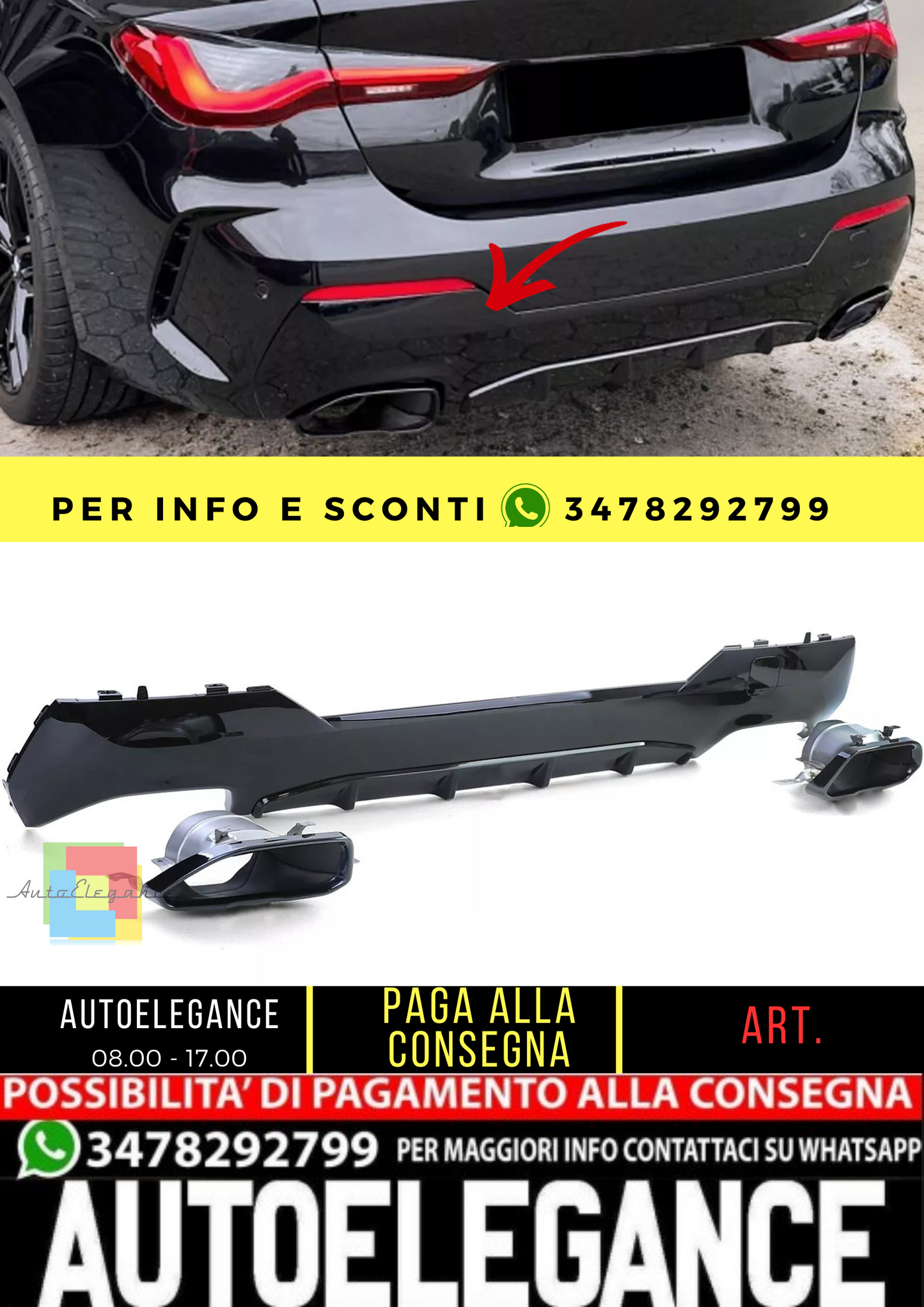 🔥BMW G22 G23 Serie 4 Serie 4 420 430 Diffusori posteriori sportivi+terminali🔥