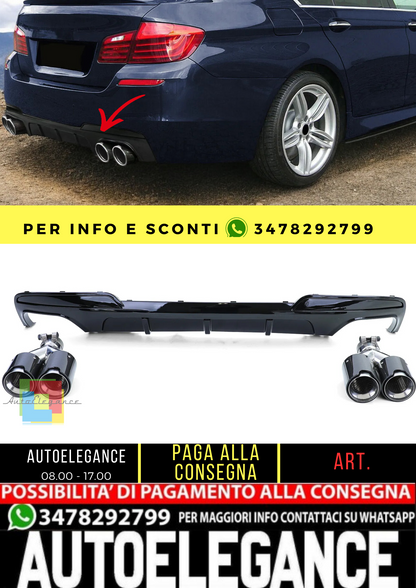 🔥Diffusori posteriori + terminali di scarico 4 tubi in vero carbonio per BMWF10F11🔥