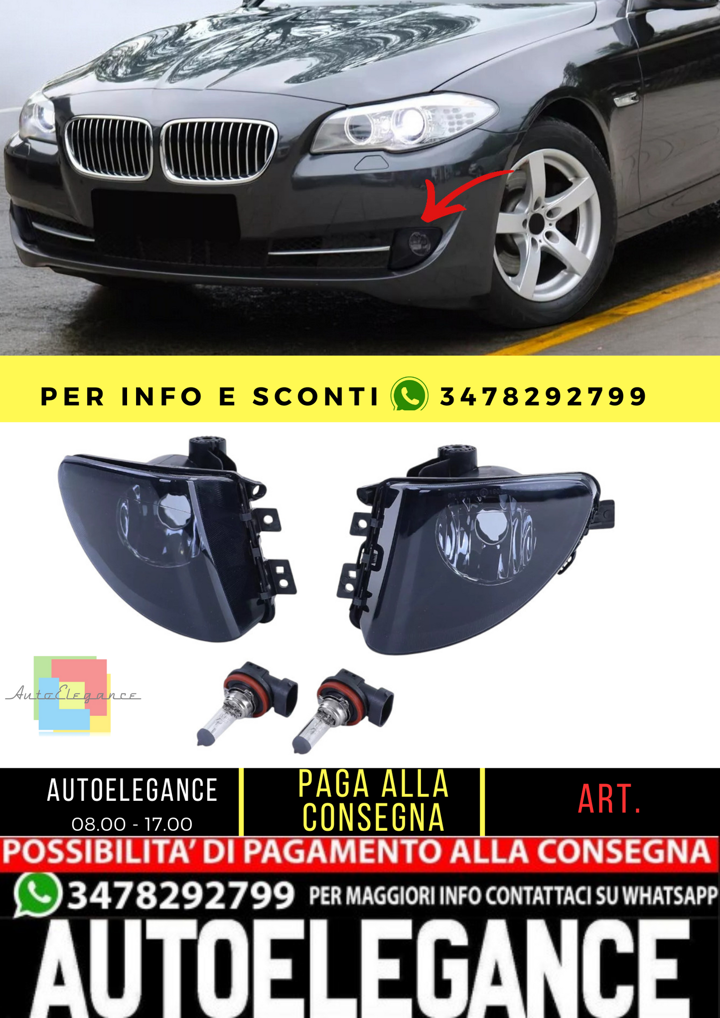 🔥Set fendinebbia in vetro trasparente fumé nero per BMW F10 F11 10-13 Serie 5🔥