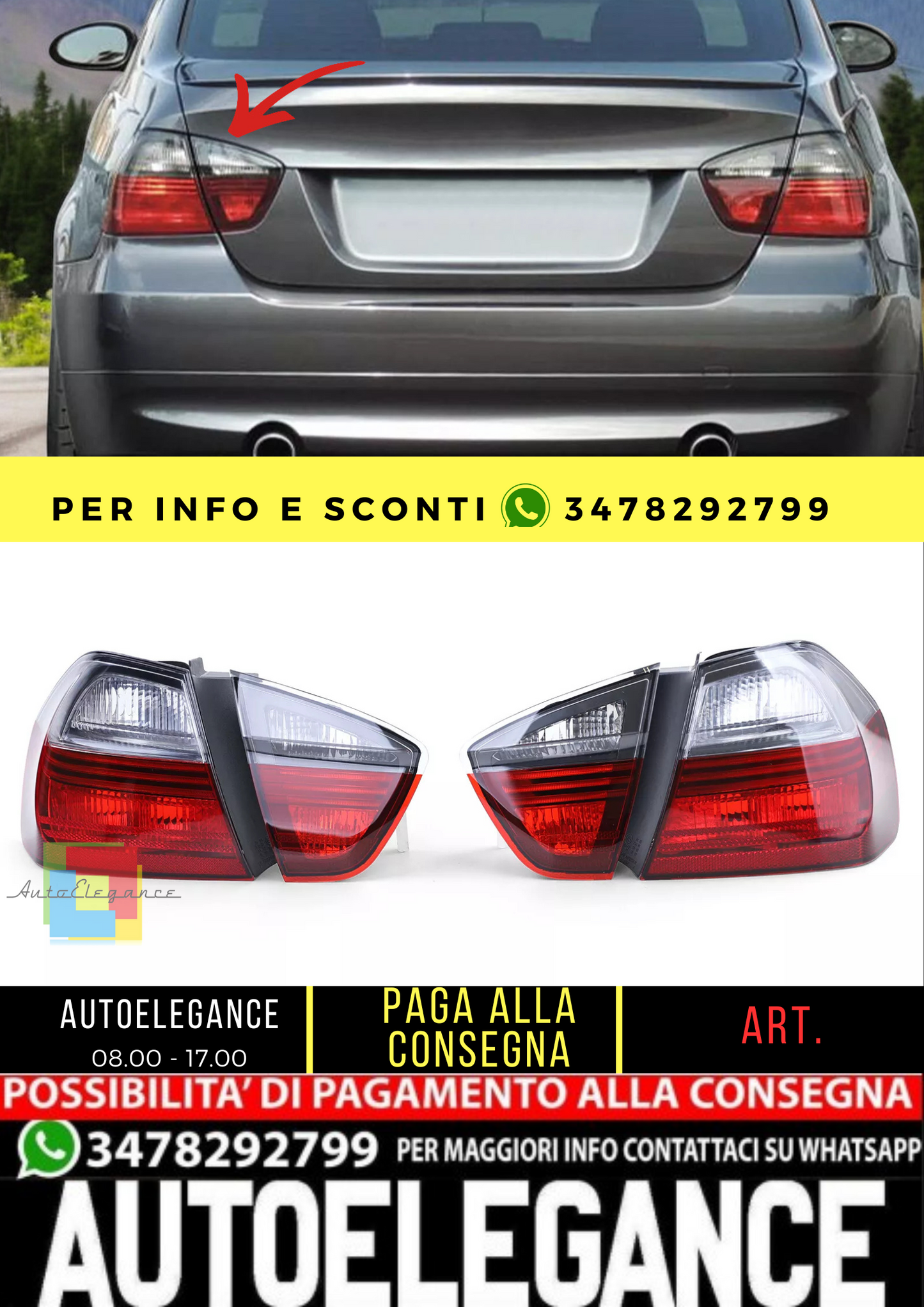 🔥Fanali posteriori Blackline set adatti per BMW Serie 3 E90 Berlina 05-08🔥
