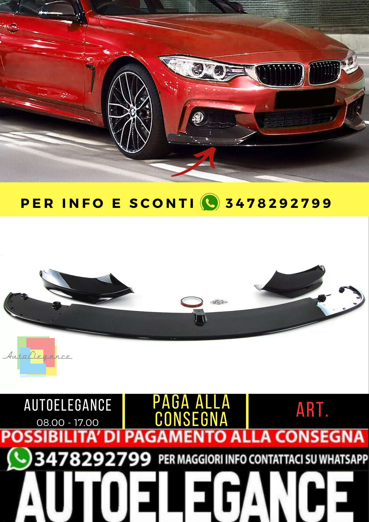 🔥Sport paraurti anteriore spoiler nero lucido adatto per BMW Serie 4 F32 Coupé🔥