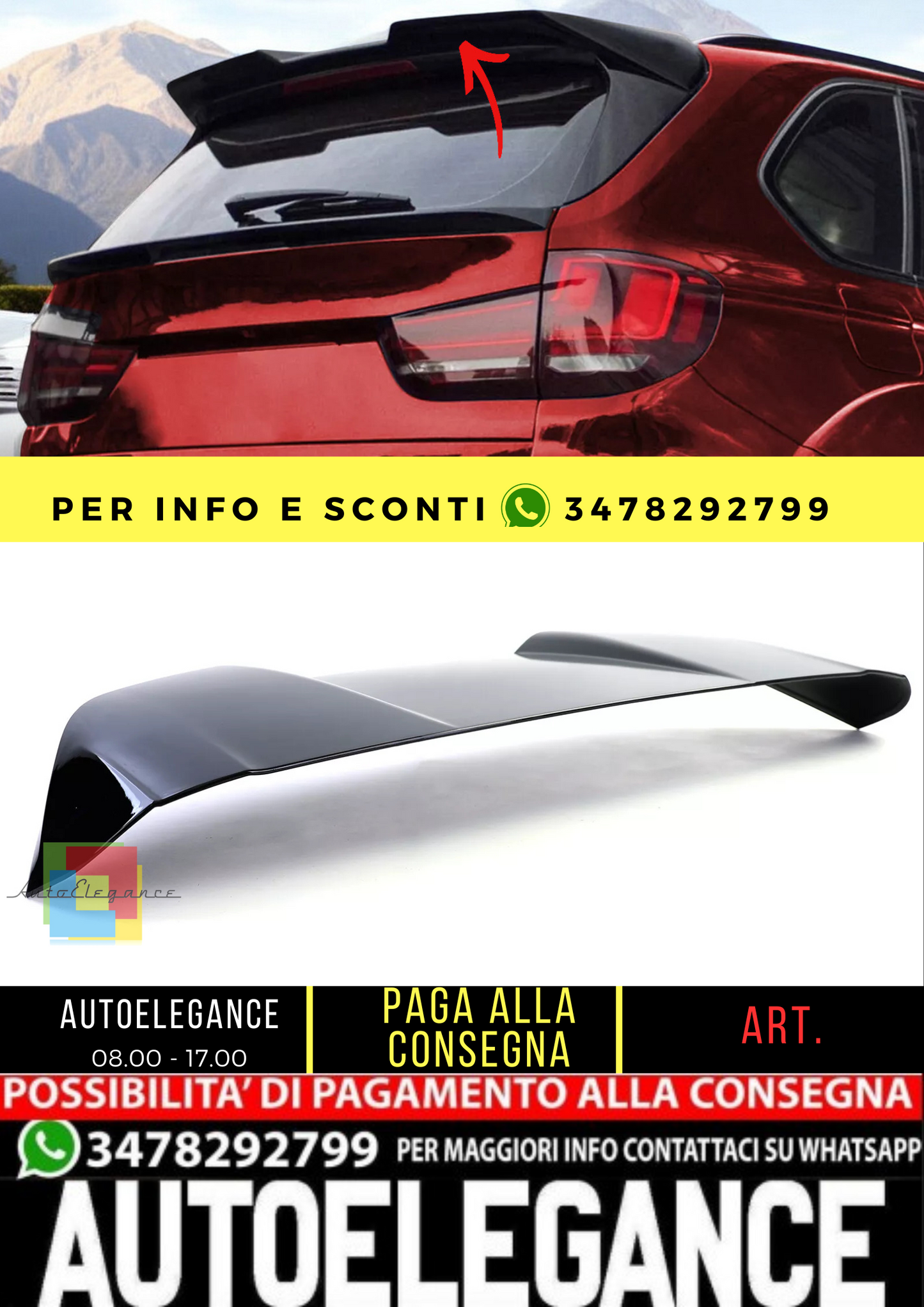 🔥Lo spoiler posteriore sul tetto è nero lucido per BMW X5 F15🔥