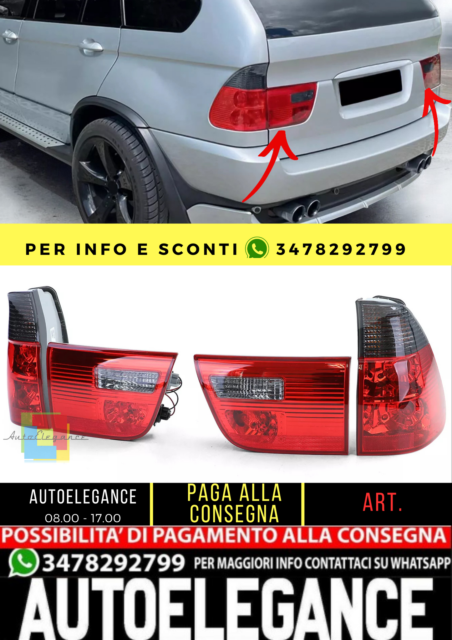 🔥Fanali posteriori in vetro trasparente rosso fumo nero adatti per BMW X5 E53🔥