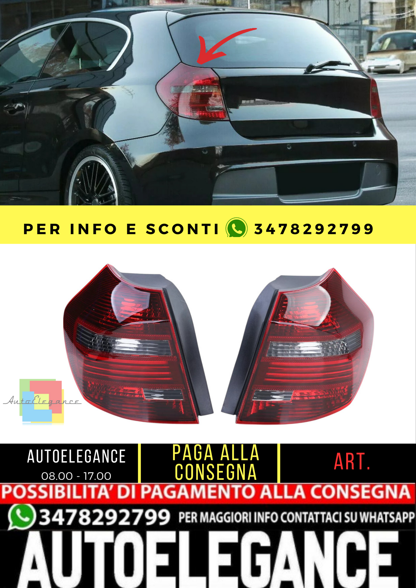 🔥 Coppia fanali posteriori a LED neri fumo adatti per BMW E81 E87 07-12🔥