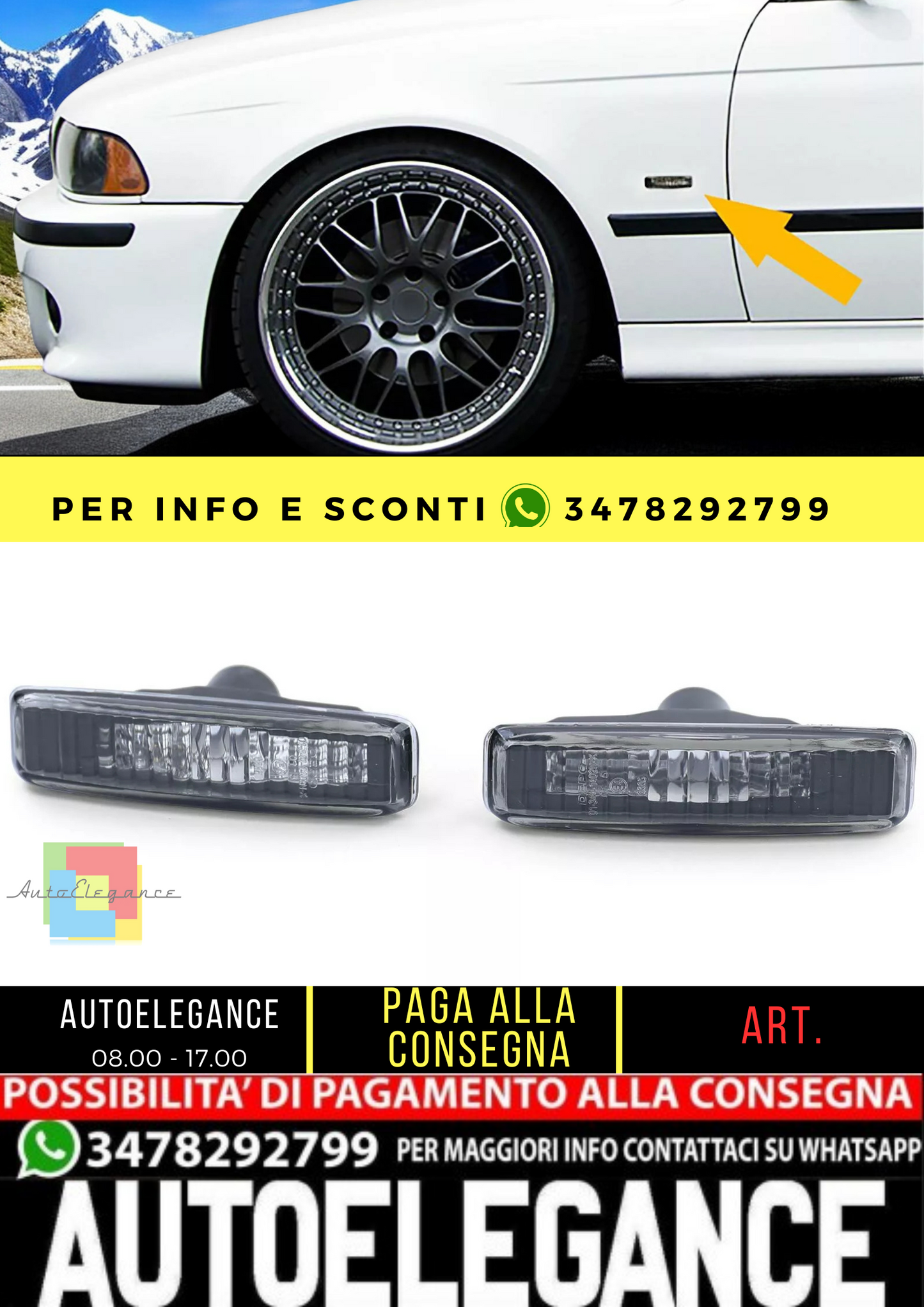 🔥Indicatori laterali fumé neri adatti per BMW Serie 5 E39 Berlina Touring 95-03🔥