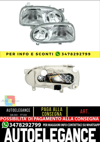 🔥Set fari per VW Golf 3 91-97 lente alogena in vetro H1 doppia🔥