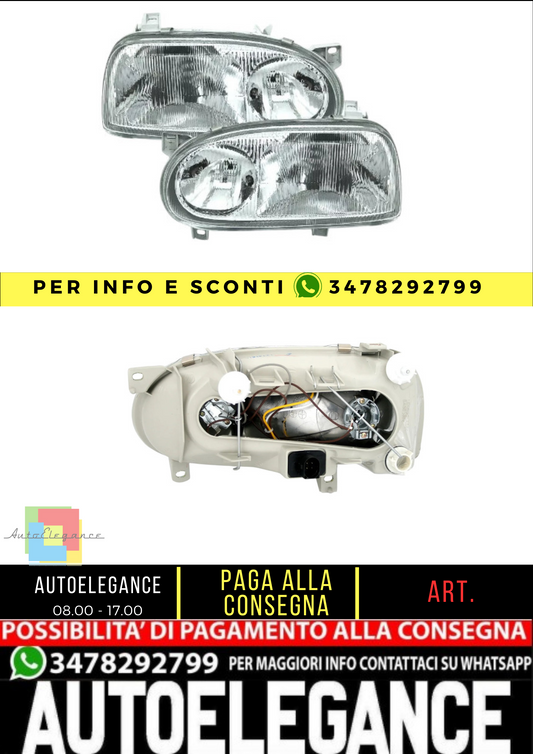 🔥Set fari per VW Golf 3 91-97 lente alogena in vetro H1 doppia🔥