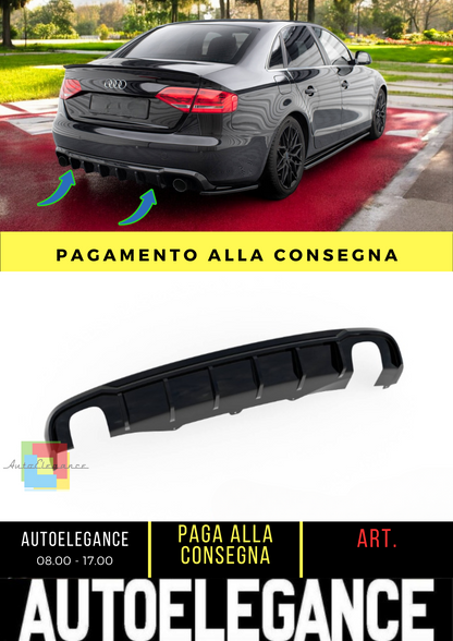 ⭐ Diffusore posteriore nero luci Audi A4 B8 (Versione con scarichi su due lati)⭐