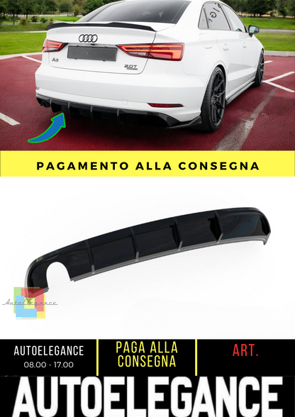 🔥Diffusore posteriore nero luciAudiA3Berlina 8V Versione terminali di singoli🔥