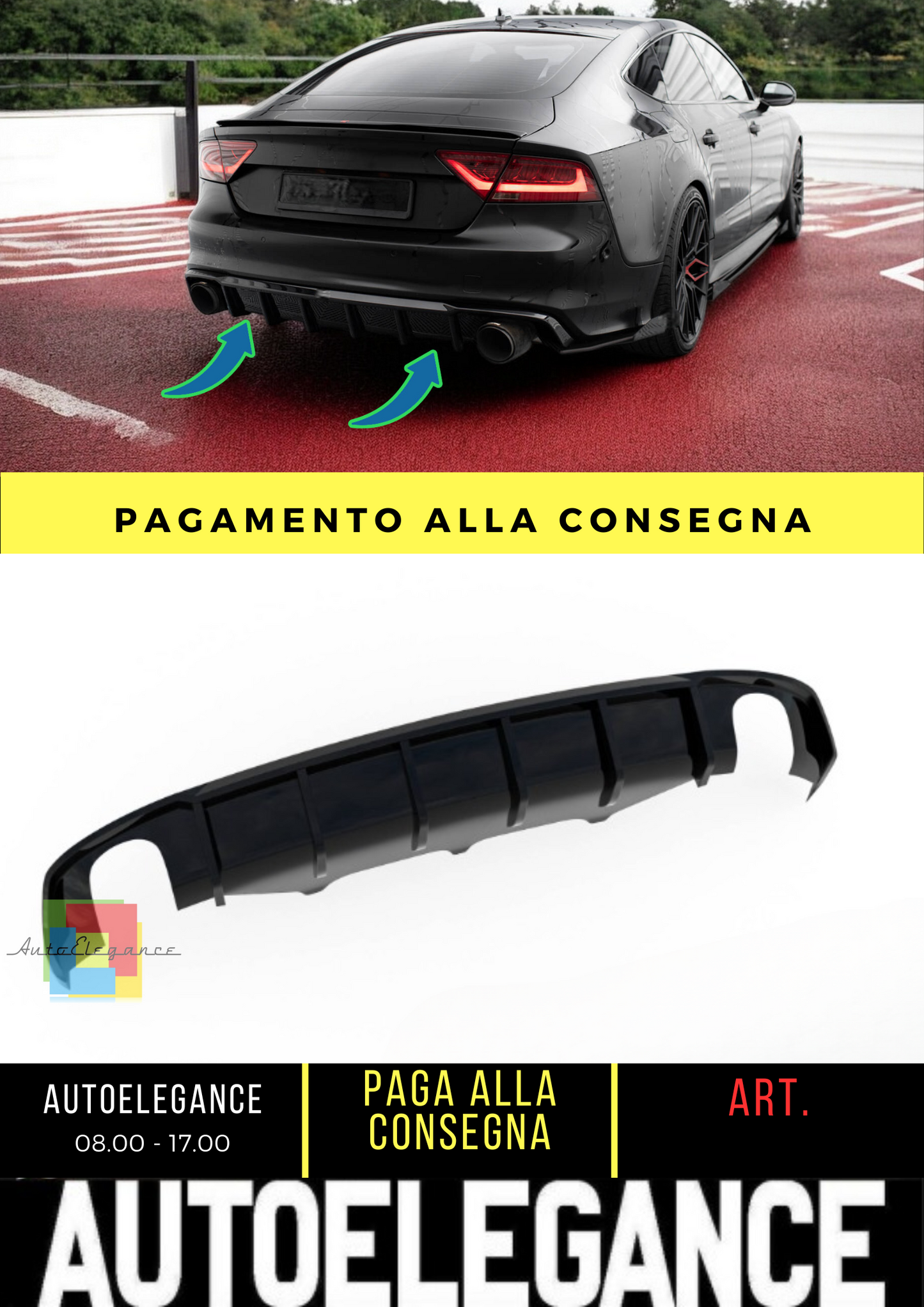 ⭐ Diffusore posteriore nero luci  Audi A7 S-Line C7t⭐