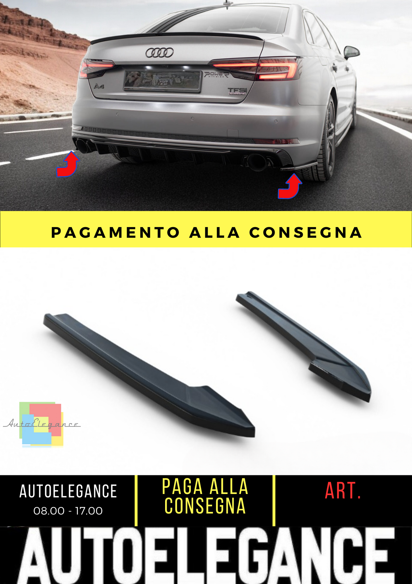 🔥Splitter Laterali Posteriori V.3 Audi A3 Berlina 8V Facelift🔥