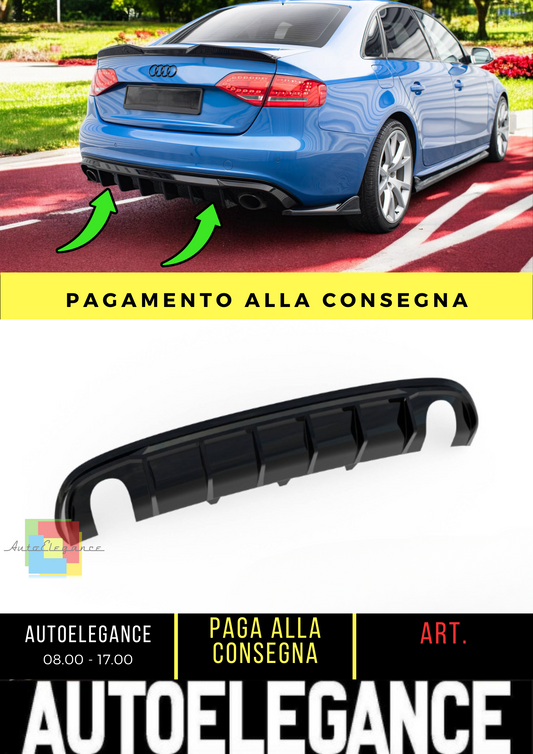 🔥Diffusore posteriore nero luci Audi A4 B8(Versione con terminali di scarico)🔥