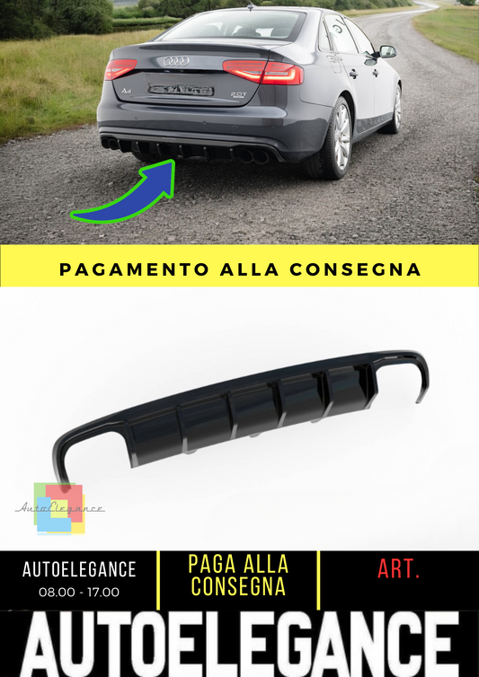 ✨Diffusore posteriore nero luci Audi A4 B8 Facelift (versione doppio scarico)✨